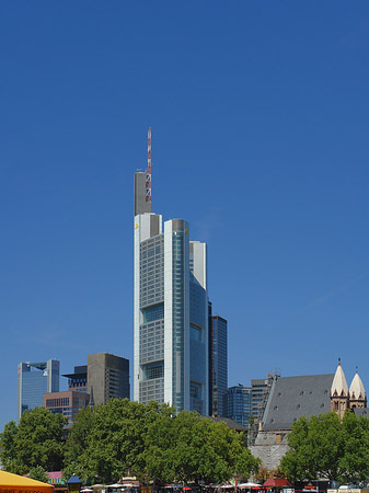 Skyline von Frankfurt mit Schöfferhofer Weizen